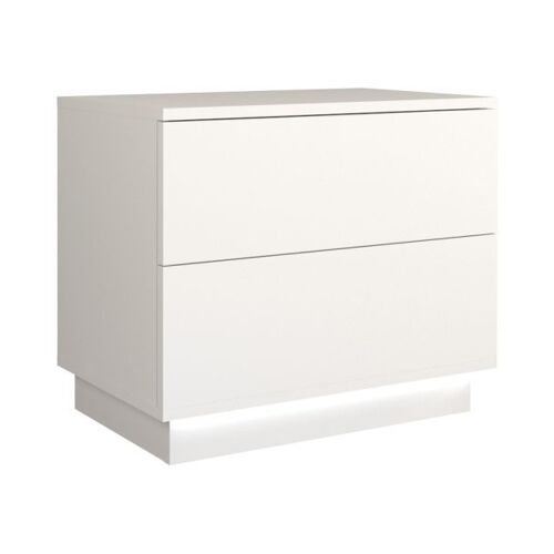 SINDI - Table de chevet contemporaine avec éclairage LED - 55x37x47 cm - Chevet 2 tiroirs - Table de nuit - Blanc