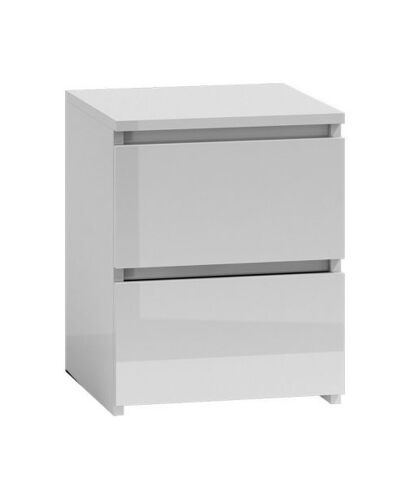 Table de chevet / Table de nuit moderne avec 2 tiroirs Malwa M2 - Blanc Brillant