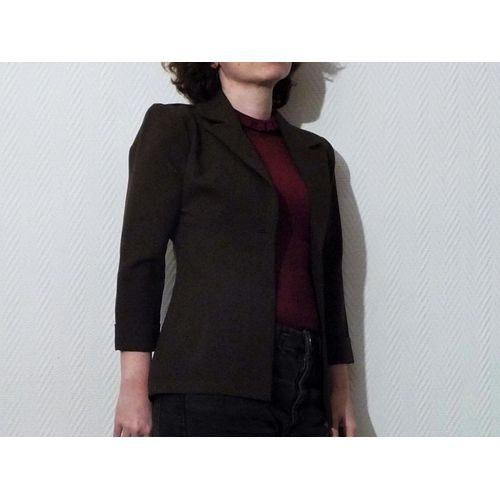Veste Courte Cintrée Marron Chocolat Manches 3/4- Taille 1-Neuf- Jus De Fruit