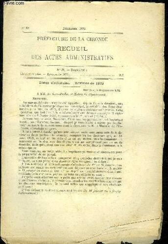 Prefecture De La Gironde Recueil Des Actes Administratifs N° 39 - Listes Electorales Revisions De 1873
