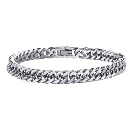 Bracelet À Double Chaîne De 8mm, Bracelet À Maillons De Bordure Miami, Bracelet En Acier Inoxydable Pour Hommes Et Femmes