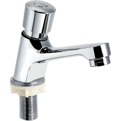 Robinet de retard de retard de chrome à fermeture automatique Robinet d'évier de lavabo de retard de temps d'économie d'eau pour la salle de bain de cuisine publique Silver-AM