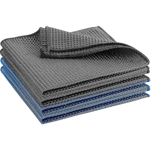 Chiffons en microfibre de carbone de qualité supérieure pour le nettoyage professionnel du verre / miroir - Chiffon de polissage avec une combinaison incroyablement bleue et grise de fibres 40