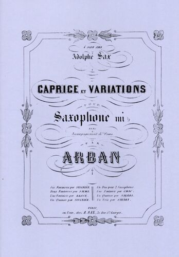 Caprice Et Variations De Jean-Baptiste Arban Pour Saxophone Alto Et Piano