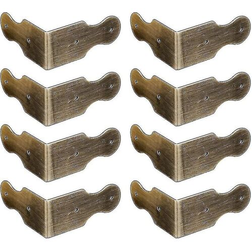 8 Pcs Pure Brass Corner Protector Brackets Pour Bureau, Boîte À Bijoux, Cadre Photo (Bronze Antique5 * 2.3 * 0.08cm)