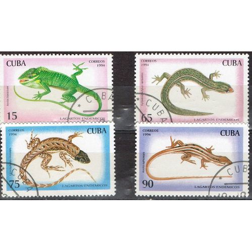 Cuba Timbres Les Reptiles