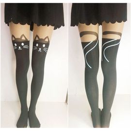 Collants Bas Chaussettes Hautes Manga Tatouage Chat Noir Moustache Queue Cosplay Animal Kawaii Elève Japonaise Extra-Mignon Drôle Boutique Déguisement À Paris