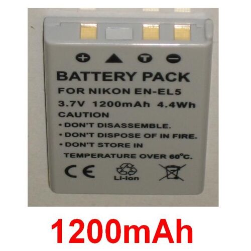 Batterie Pour NIKON ENEL5 EN-EL5, Coolpix 3700, Coolpix 4200, Coolpix 5200, Coolpix 5900, Coolpix 7900, Coolpix P3, Coolpix P4, COOLPIX P5000, Coolpix S10 **1200mAh**