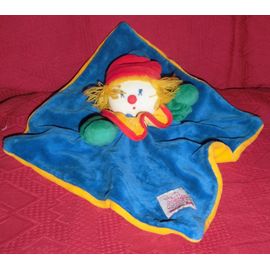 Doudou Plat Clown  Bleu Bonnet Rouge