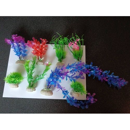 8 Pieces Décoration Aquarium Plante Herbe Aquatiques Plastique Voir Photo.