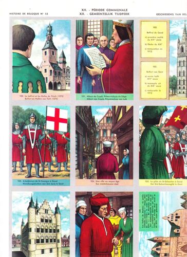 Histoire De Belgique N°12 - Xii. - Période Communale - Planche De 9 Images Chromo