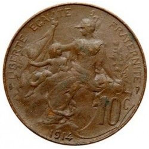 France = Pièce De Monnaie Ancienne : 10 Centimes De Franc , Dupuis , En Bronze, Année 1914