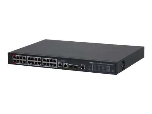 Dahua S4228-24GT-240 - Commutateur - non géré - 2 x 10/100/1000 (High PoE) + 22 x 10/100/1000 (PoE) + 2 x 1 Gigabit SFP + 2 x 10/100/1000 - de bureau - High PoE / PoE (240 W)