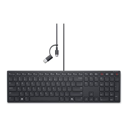 Dell Pro Silent Wired Collaboration Keyboard KB525C - Clavier - USB, USB-C - QWERTY - R.-U. - noir - avec 3 years NBD Advance Exchange