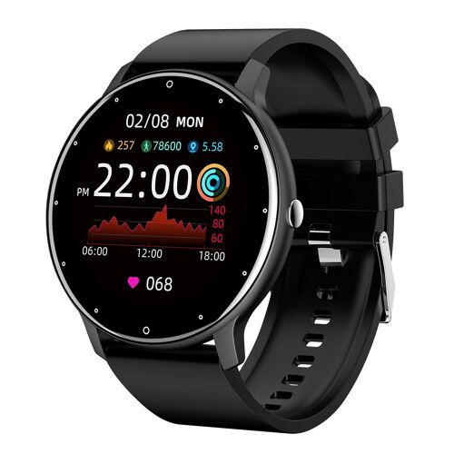Montre Intelligente, Moniteur D'activite A Ecran Tactile 1,28"", Oxygene Sanguin, Moniteur De Frequence Cardiaque, Analyse Du Sommeil, Mode D'entrainement Pour Android Ios (Noir)