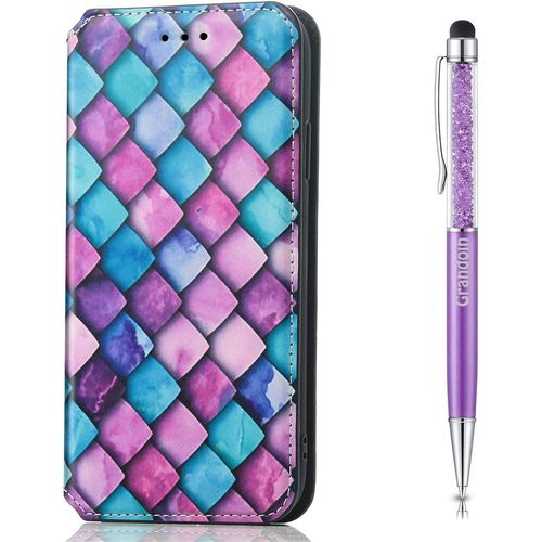 Coque Pour Oppo Realme 6i / Realme 5 / 5i / C3, Etui Rabat Et Folio Housse En Cuir Pu Portefeuille [Fermeture Magntique][Emplacements Cartes][Stand Feature] Flip Protection (Violet)