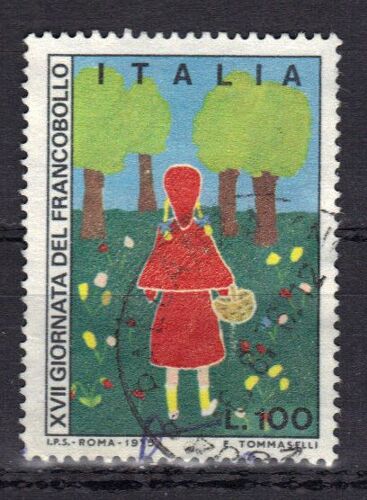 Italie 1975 : 17è Journée Du Timbre : Dessins D'enfants : Le Chaperon Rouge - Timbre Oblitéré