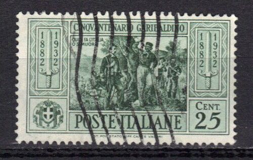 Italie 1932 : Cinquantenaire De La Mort De Garibaldi : Garibaldi Et Bixio À La Bataille De Calatafimi - Timbre 25 C. Vert Oblitéré