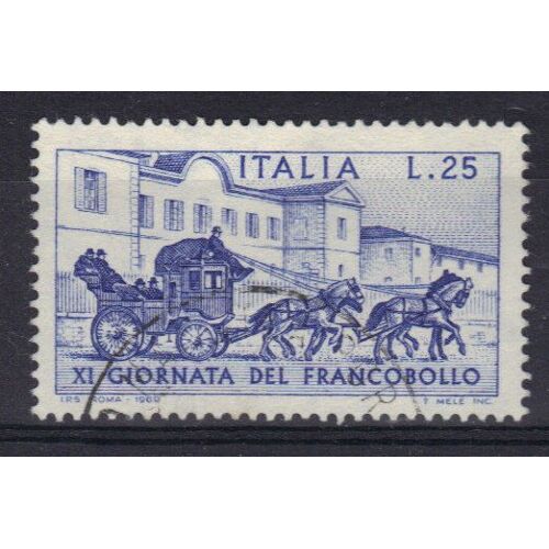 Italie 1969 : 11è Journée Du Timbre : Diligence Postale De La Ligne Sondrio-Tirano (1903) - Timbre Oblitéré