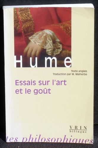 Hume Essais Sur L'art Et Sur Le Goût Vrin Bilingue 2010 Tbe