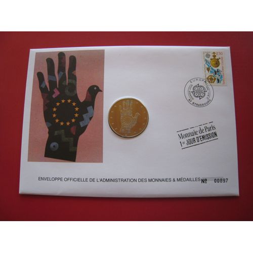Enveloppe Philatélique/Numismatique - Timbre - Médaille - France/Europa - Numérotée - 1er Jour D' Émission 9 Mai 1992