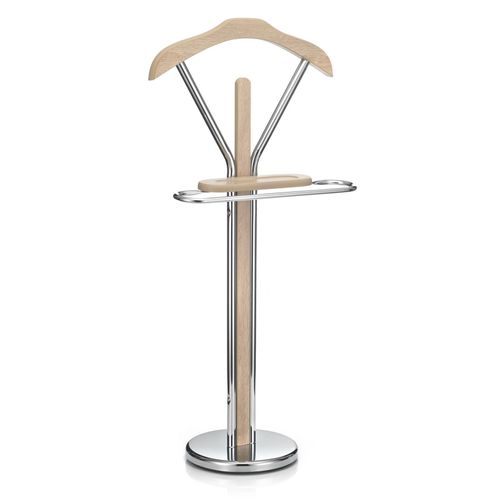Valet De Chambre Gregor Chevalet De Nuit Portant Pour Vêtements, Structure En Métal Chromé Et Finition En Mdf Décor Chêne Sonoma