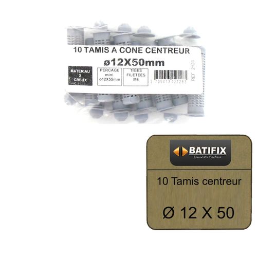 Pack de 10 Tamis à cone centreur BATIFIX diamètre 12 x 50mm