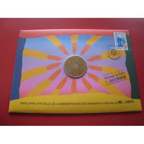 Enveloppe Philatélique/Numismatique - Timbre - Médaille - France/Europa - Numérotée - 1er Jour D' Émission 27 Avril 1991