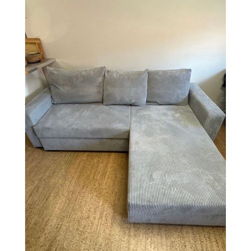 Canapé Convertible En Velours Côtelé Gris