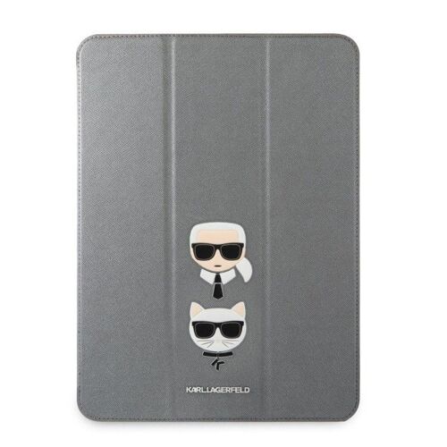 Funda Karl Laggerfeld Saffiano Para Ipad Pro Tipo Libro En Color Plata Modelo Klfc11okcg