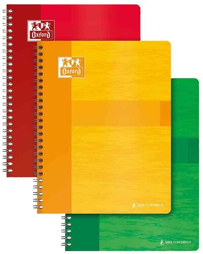 Oxford Lot De 6 Cahiers À Spirale, 240 X 320 Mm, Quadrillé, 180 Pages, 90g/M²