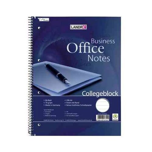Landré Cahier À Spirale "Work" A4 80 Feuilles 70g Ligné Perforé 4 Trous