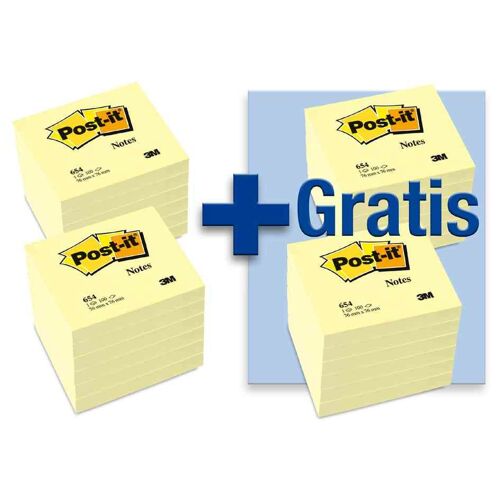 Post-It 12 X 3m Notes Post-It, 76 X 76 Mm, Jaune, 12 + 12 Gratuit,