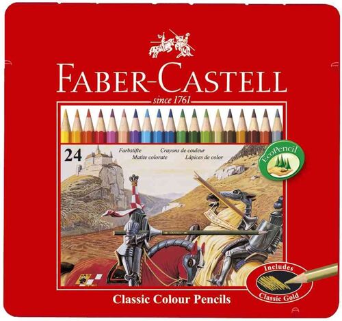 Faber-Castell Classic Crayons De Couleur Boîte Métal De 24