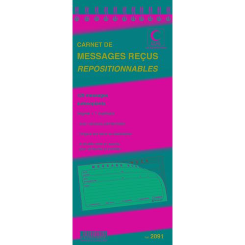 Lebon Vernay Lot De 5 Blocs Spirale 322 X 140 Mm 120 Messages Recu Repositionnable 30 Feuillets
