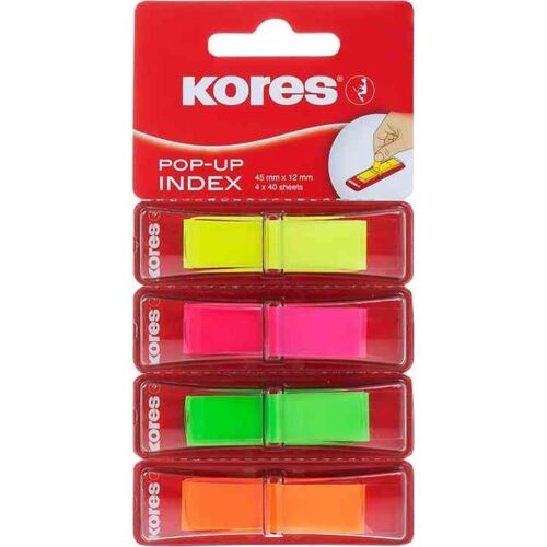 Kores Index Marque-Pages Pop-Up, 45 X 12 Mm 4x40 Assortis
