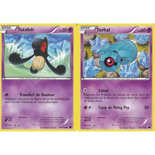 2 Cartes Pokemon - Terhal 50/116 + Tutafeh 54/116 - Glaciation Plasma -