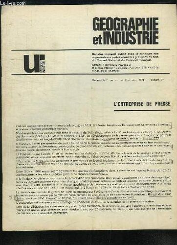 Géographie Et Industrie N°77 : L'entreprise De Presse.