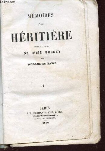 Memoires D'une Heritiere - Cecilia - Tome I .