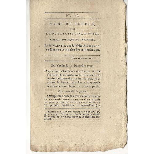 L'ami Du Peuple Ou Le Publiciste Parisien N° 326. Journal Politique Et Impartial