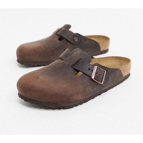 Sabots Birkenstock Boston Mules En Cuir Effet Huilé Havane- 860131