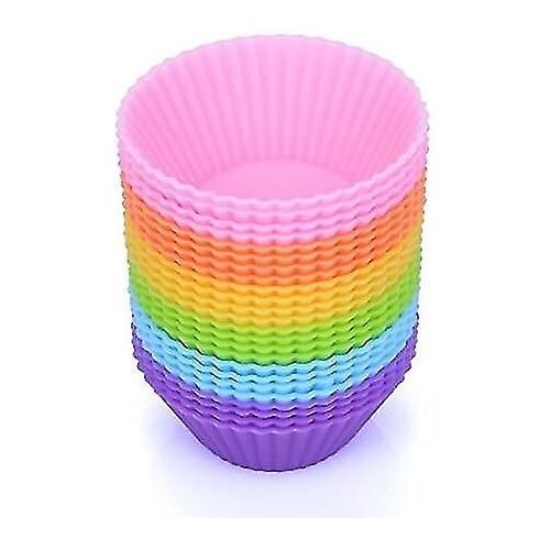 Mini Moule À Muffins - Moules À Cupcake En Silicone Réutilisables 2in 24 Pack - Petites Tasses À Pâtisserie Truffle Cake Pan Set Antistick En 6 Couleurs