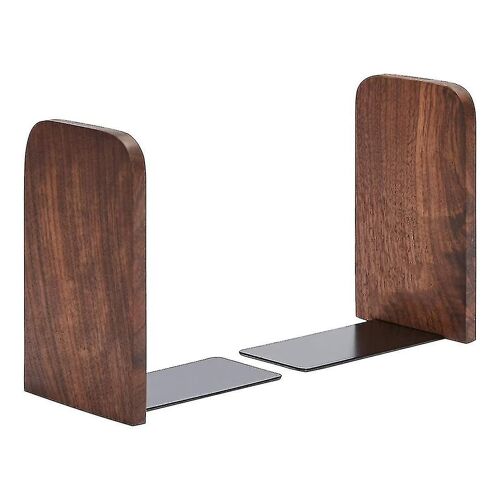 Serre-livres en bois, paquet de 1 paire, antidérapant, noyer noir, support de livre de bureau (noyer noir-a)