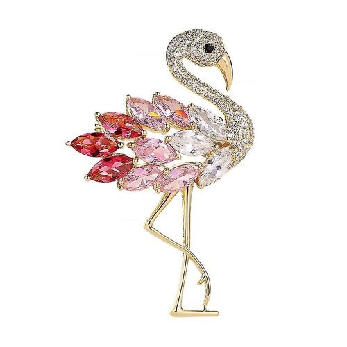 Broches Flamants Roses Colorées Broches Diamant Pour Femmes Cristal Strass Épingles Animales Diamo Colorées