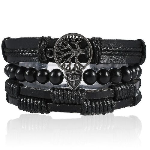Bracelets Leather Tree Of Life Hommes Femmes Bracelets Élastiques Bracelets