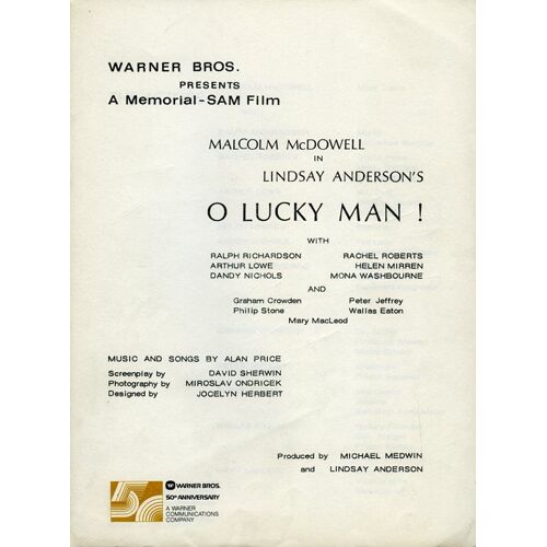 O Lucky Man ! Dossier De Presse, Lindsay Anderson, Helen Mirren, Malcolm Mcdowell, Ralph Richardson