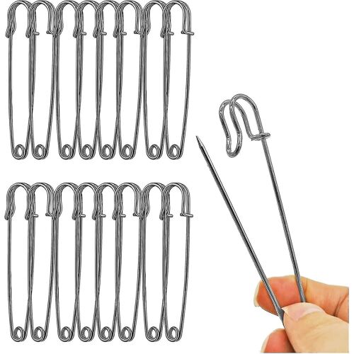 Pack De 15 4 » Épingles À Nourrice Extra Larges Pour Vêtements, Cuir, Toile, Couvertures, Artisanat, Jupes, Kilts (Brillant)
