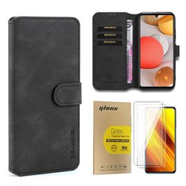 Coque Xiaomi Redmi Note 7 Avec 2 Verre Trempé Xiaomi Redmi Note 7 Antichoc Etui Housse Pu Cuir Portefeuille Etui En Pu Coque Pour Xiaomi Redmi Note 7 Pour (Noir)
