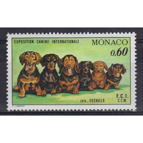 Monaco 1976 : Exposition Canine Internationale De Monte-Carlo : Chiens : Teckels - Timbre Neuf ** Cote 9 ¿
