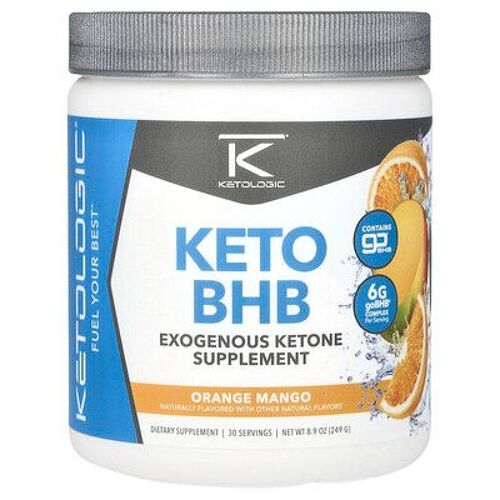 KetoLogic, Keto BHB, Orange et mangue, 249 g